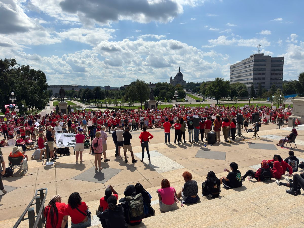 Students Demand Action activists gathered at the Minnesota Capitol building.